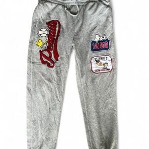 Peanuts Est 1950 Snoopy & Tweety Grey Sweats Patches Sweatpants Women's Sz L